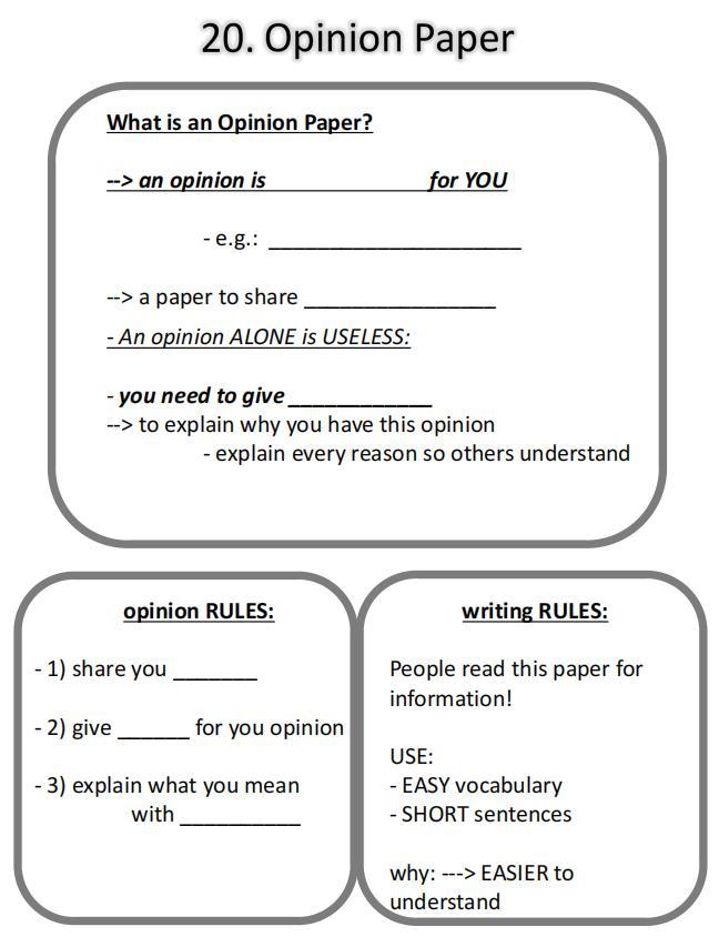 Advanced opinion-writing structure practice